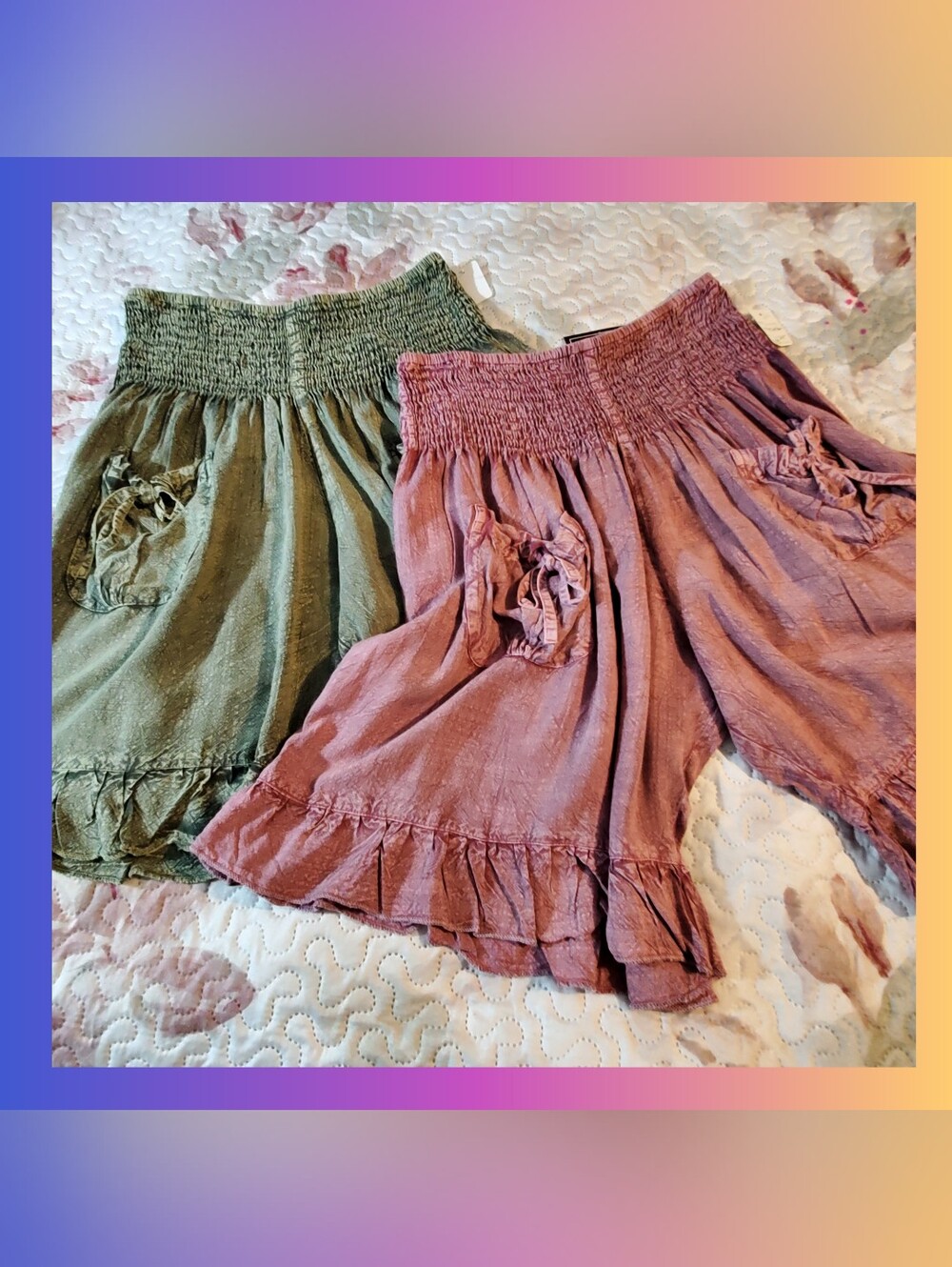 Sassy Women's High Waist Ruffled Shorts One Size Set of Two.  NEW